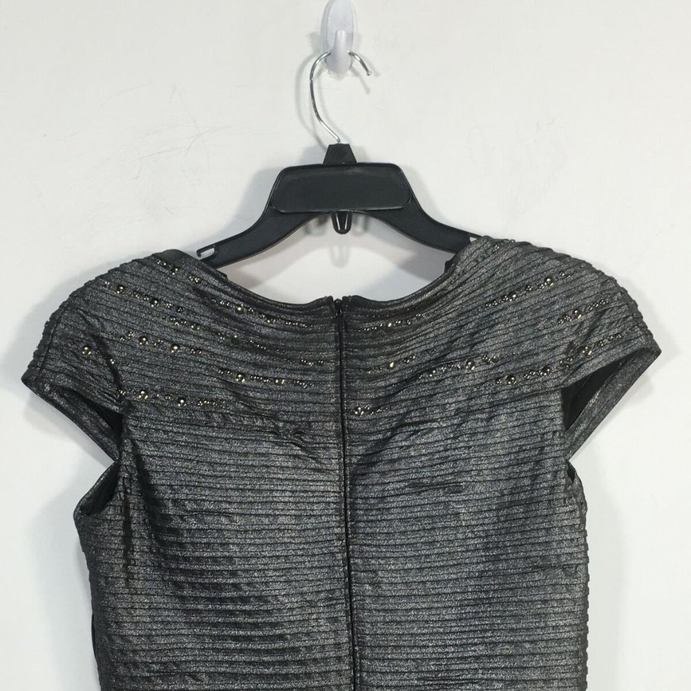 Tadashi Shoji Basket Weave Embellished Bodice Dress, Women's Size M -Shadow Grey - Picture 11 of 12